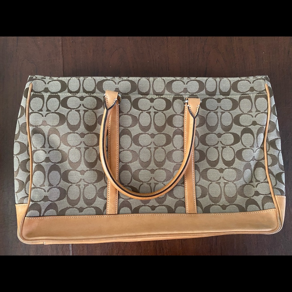 Coach brown on brown C shoulder tote